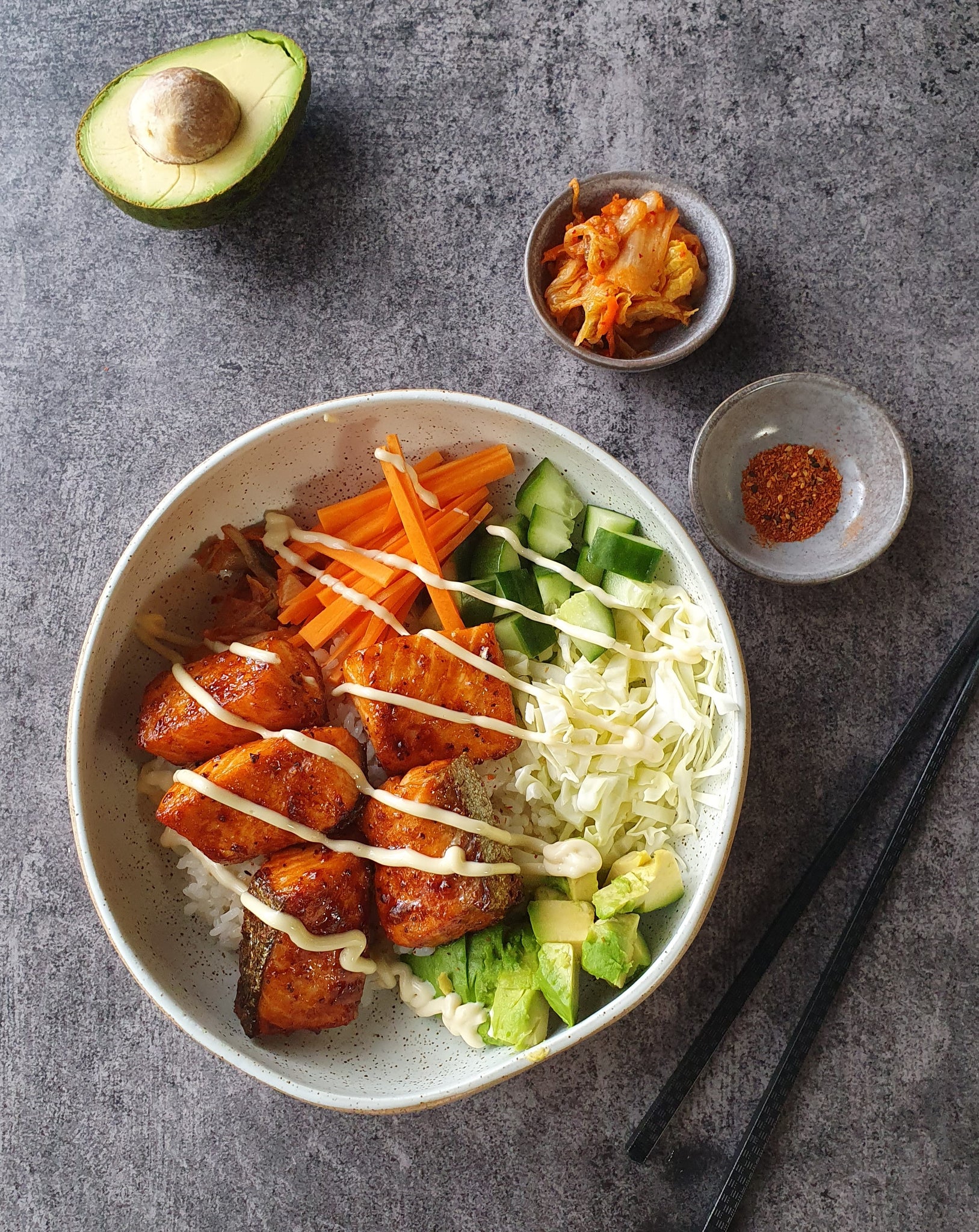 Air Fryer Yakitori Salmon Bowl